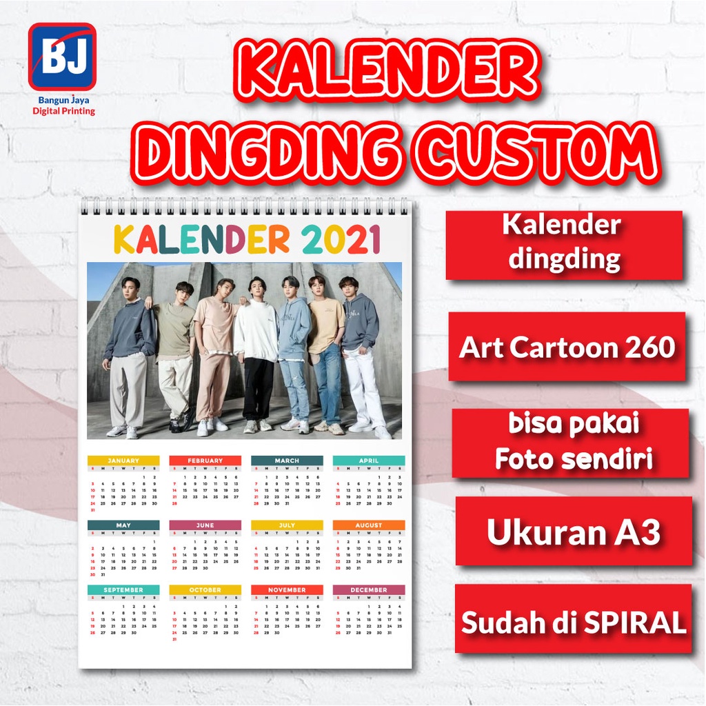 Jual Cetak Kalender Dinding 2022 Custom Foto Sendiri Ukuran A3 ...