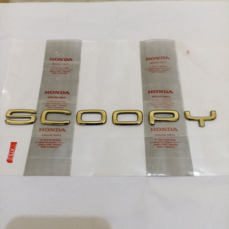 Jual Emblem Logo Tulisan Warna Gold Emas Honda Scoopy Prestige Kode K F Original