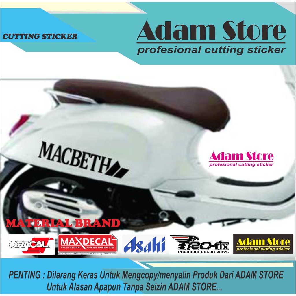 Jual Sticker Cutting Sticker Motor Vespa Model Logo Macbeth All Motor