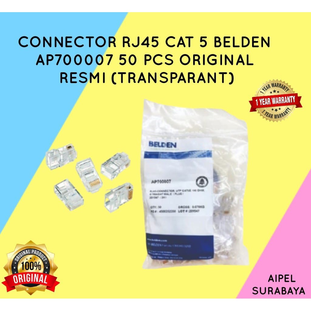Jual AP700007 | CONNECTOR RJ45 CAT 5 BELDEN AP700007 50 PCS ORIGINAL ...