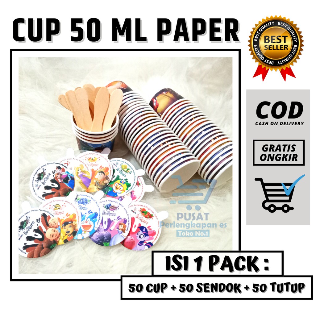 Jual CUP ICE CREAM / GELAS CUP / GELAS ES CREAM UNIK 50 ML PAPER / CUP ...