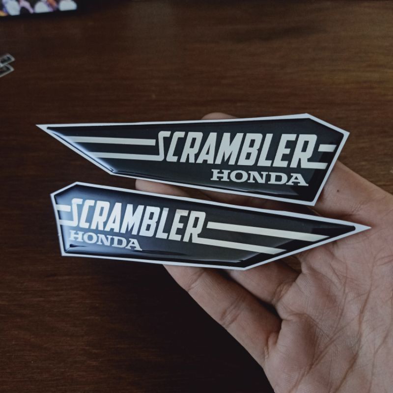 Jual stiker sticker timbul emblem 3d scrambler honda warna chrome ...