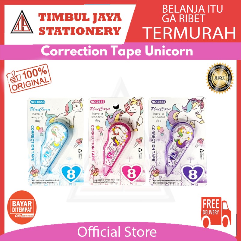 Jual Tip ex / tipex / tipx roll correction tape unicorn 0853 (48 ...