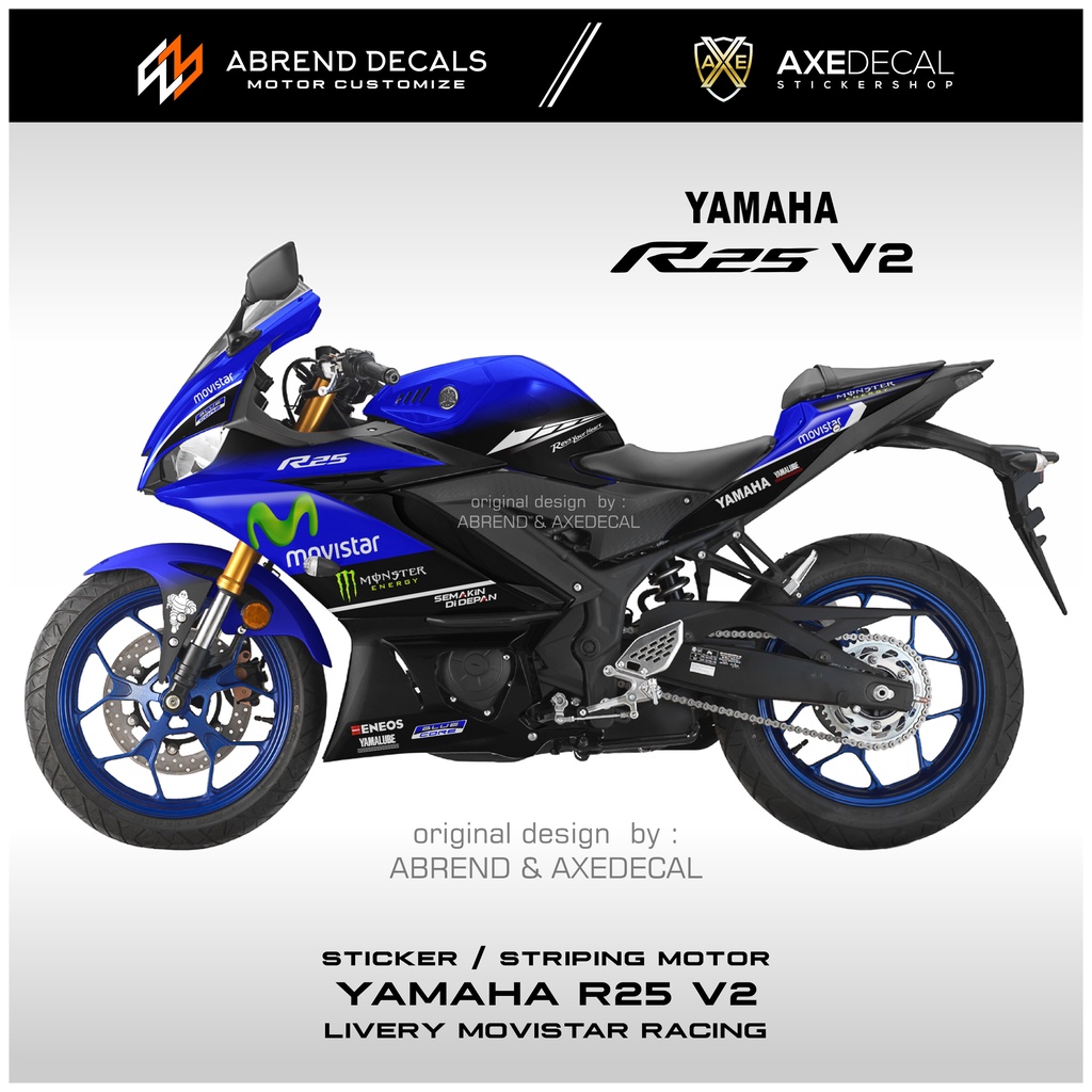 Jual Striping Yamaha R25 V2 Movistar / Stiker Motor R25 Desain Custom ...