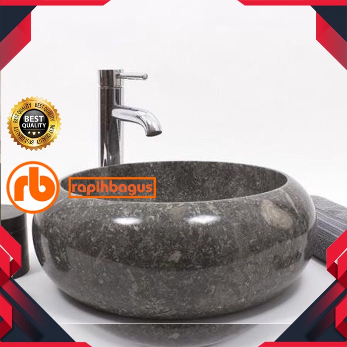 Jual wastafel batu marmer abu abu donat donuts 35cm glossy countertop ...