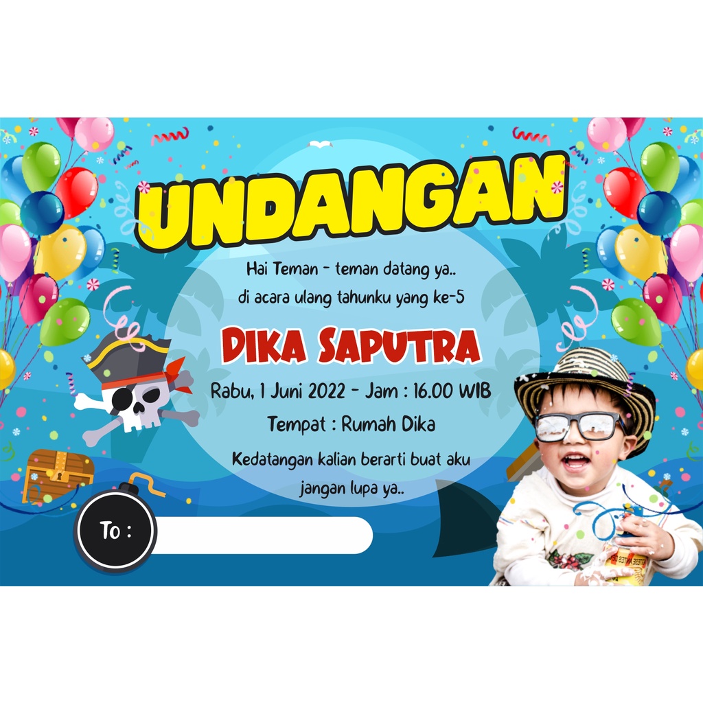 Jual Kartu undangan ulang tahun anak VERSI COWO | Shopee Indonesia