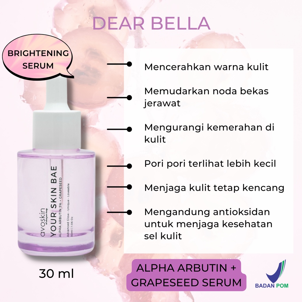 Jual AVOSKIN Your Skin Bae YSB Alpha Arbutin 3% + Grapeseed Serum 30ml ...