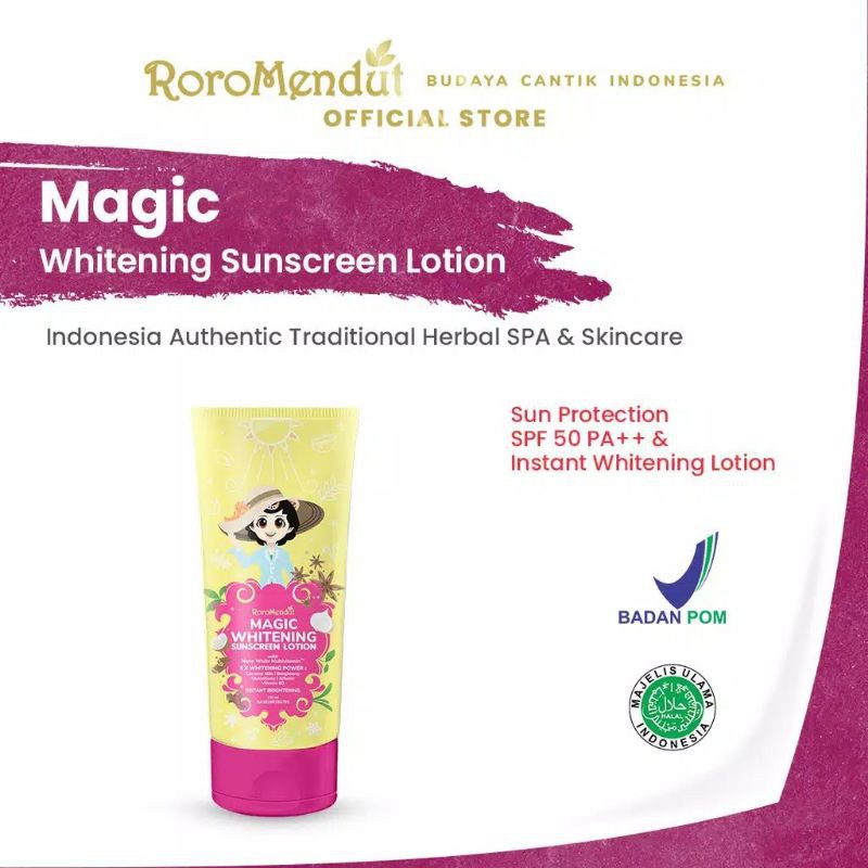 Jual Roro Mendut Magic Whitening Body Lotion SPF 50 PA+++ | Shopee ...
