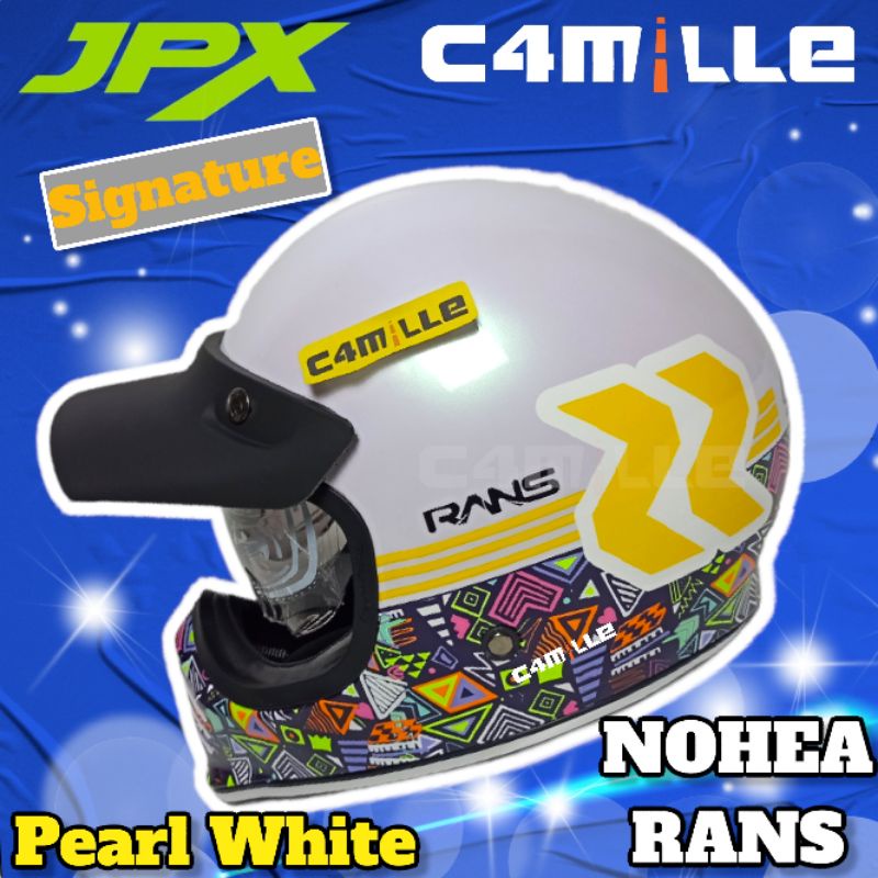 Jual HELM JPX SIGNATURE JP RETRO NOHEA RANS PEARL WHITE FULL FACE RETRO ...