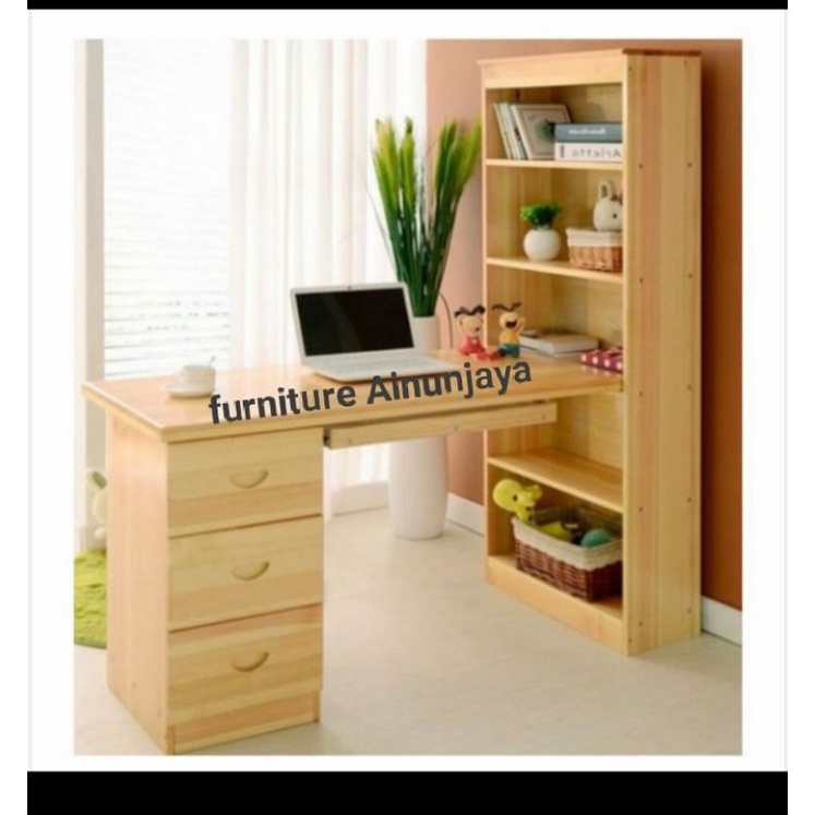 Jual meja kantor/office meja kerja 2in1 +rak buku solusi ruangan kecil ...