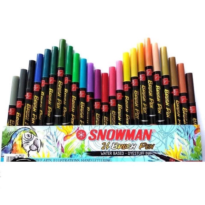 Jual Snowman Brush Pen Colour Brush Pen Murah Spidol Brush Pen Snowman Spidol Warna