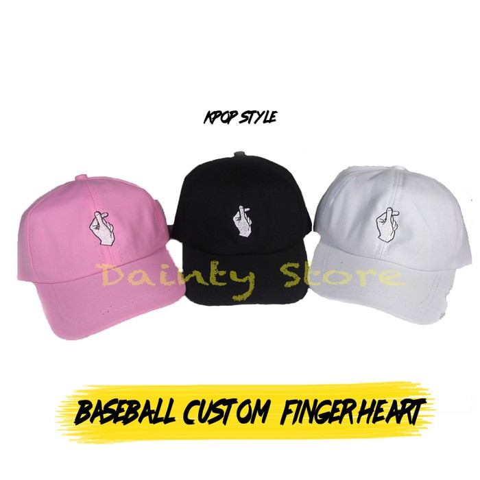 Jual Unik Topi Baseball Caps Bordir KPOP Hand FInger Korean Love Symbol ...
