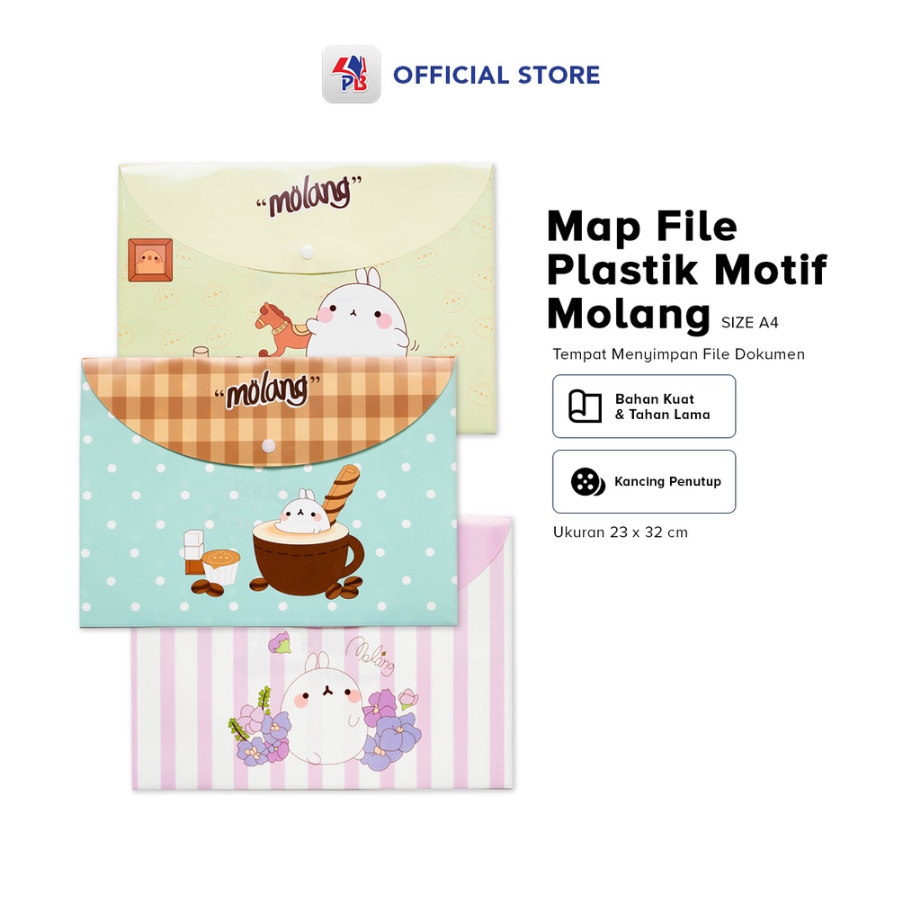 Jual Map Plastik / Map File / Plastik Kancing A4 Molang Motif Karakter ...