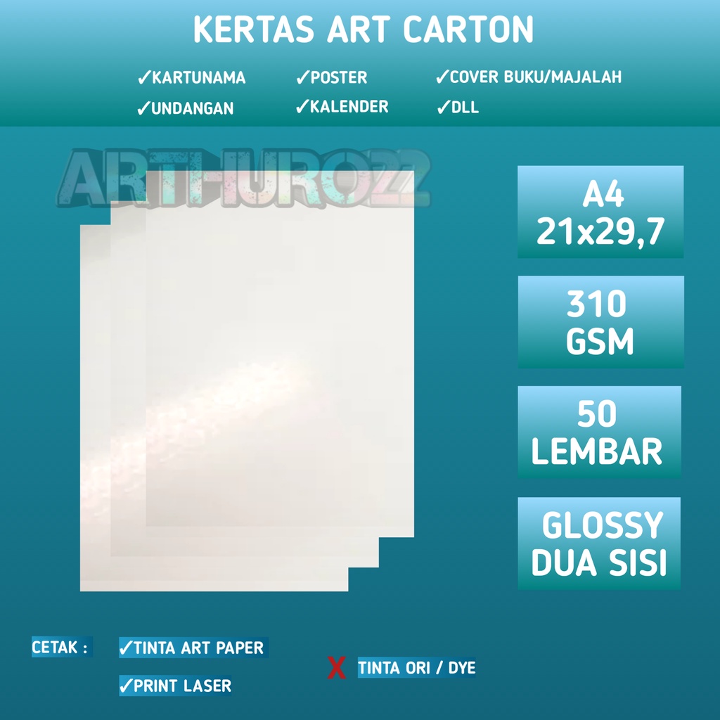 Jual Kertas Art Carton | Art Paper 310 Gsm A4 Isi 50 Lembar/Art Karton ...