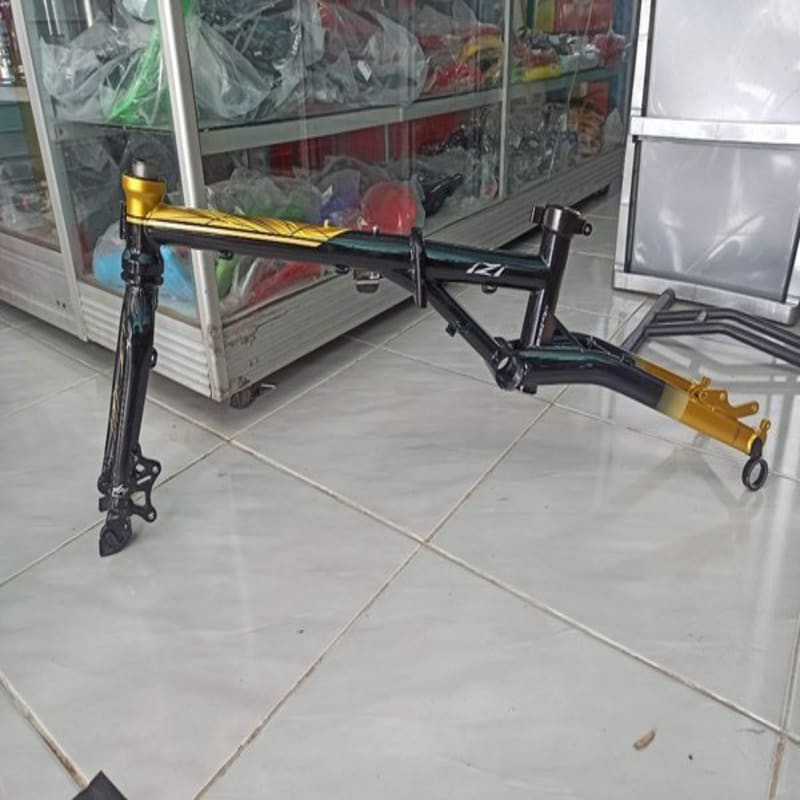 Jual frame seli folding bike izi arc chromoly 4130 black gold