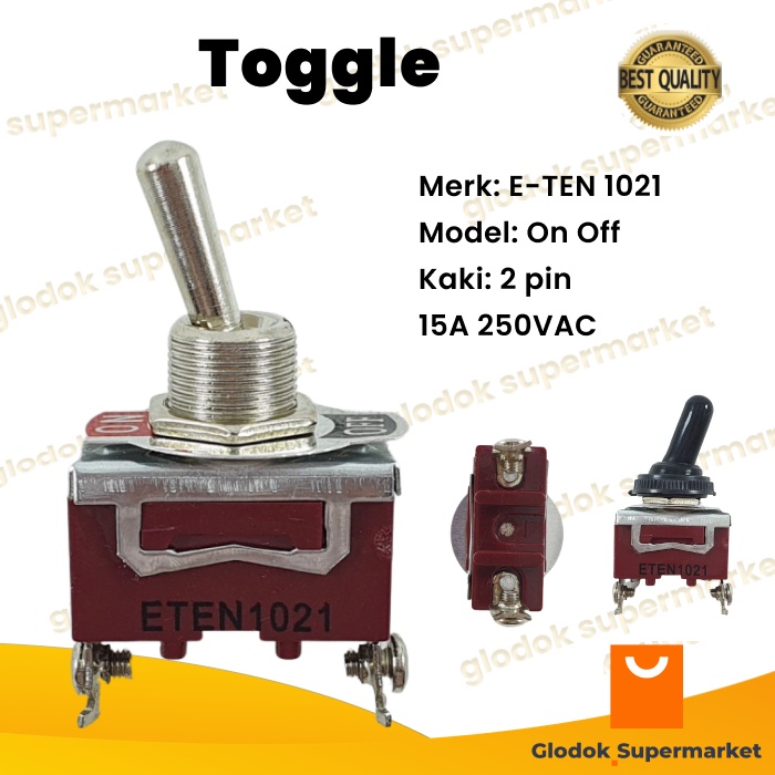 Jual Toggle Switch 2 Pin On Off ETEN 1021 Saklar Togle Kaki 2p 15A E ...