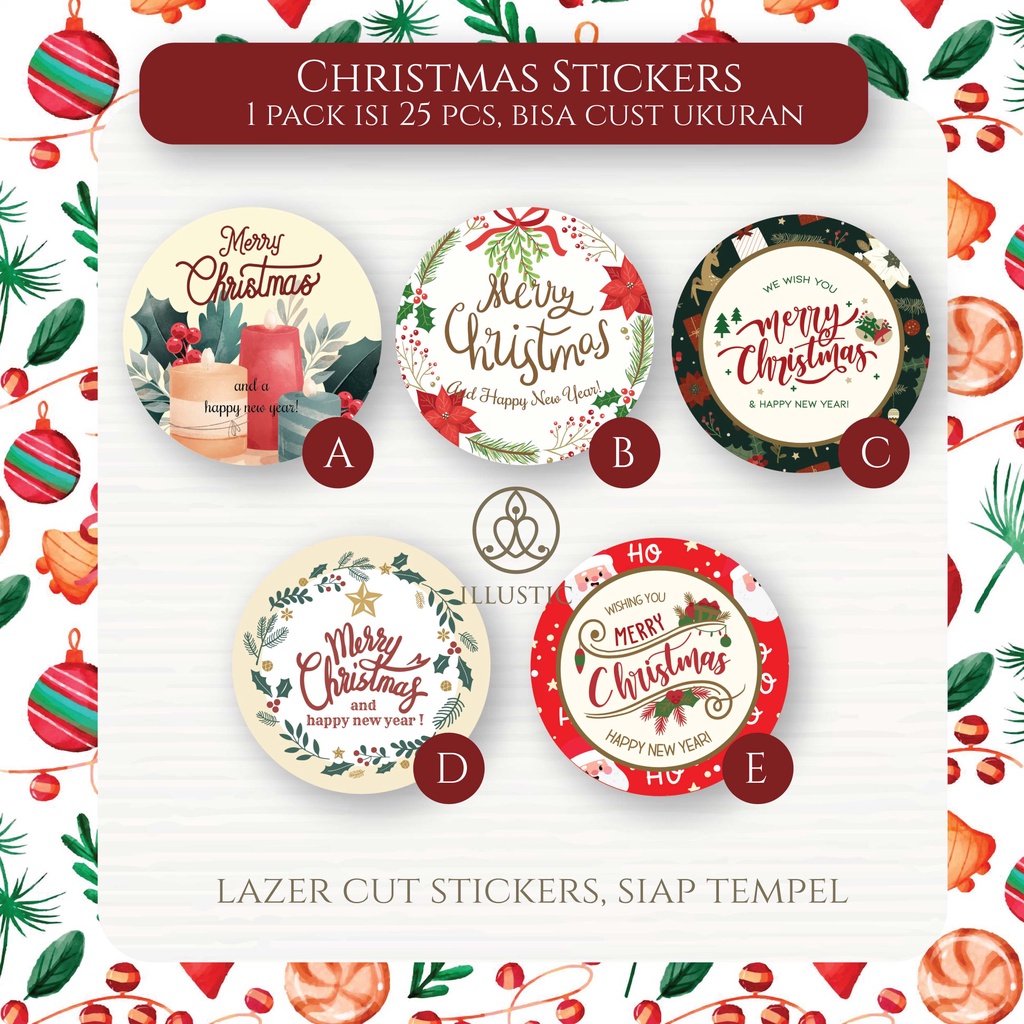 Jual Sticker Hampers Natal, Stiker Natal, Merry Christmas Sticker untuk ...