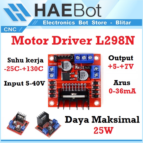 Jual [HAEBOT] Motor Driver Module L298N 2 Channel Pengatur Kecepatan DC ...