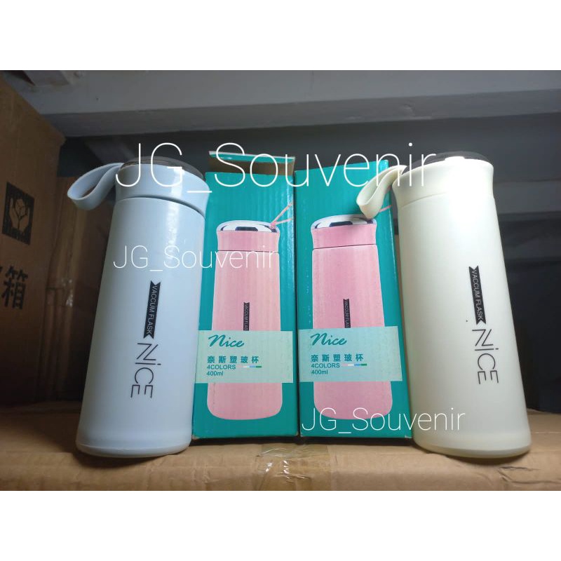 Jual BOTOL MINUM KACA NICE 400ML / TUMBLER KACA WARNA KEMAS BOX ...