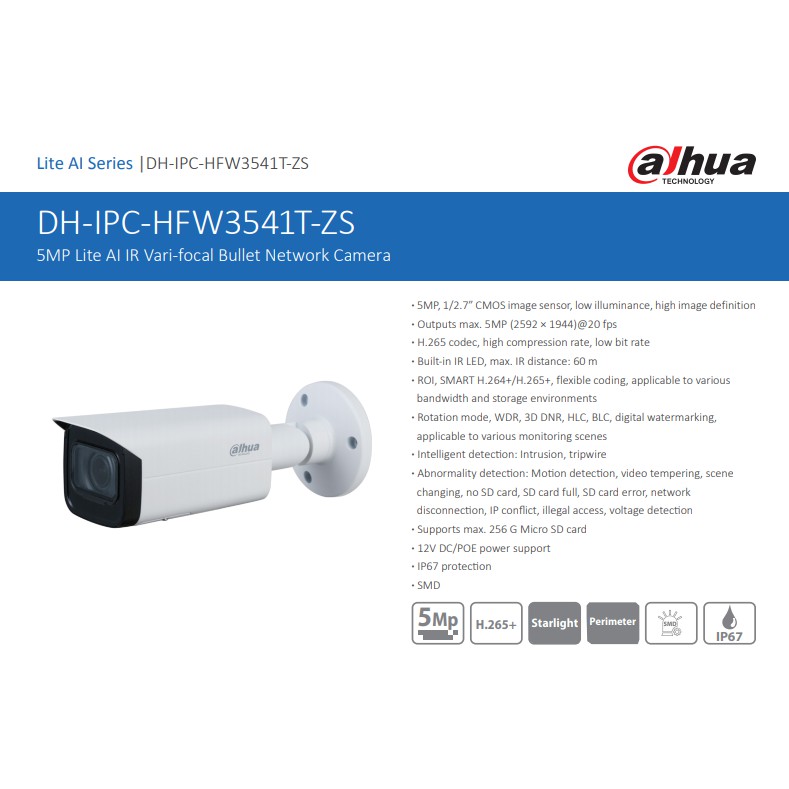 Jual Dahua CCTV IPC Camera IPC-HFW3541T-ZS 5MP Lite AI IR Vari-focal ...