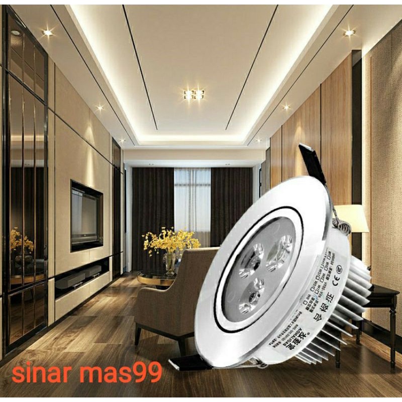 Jual Lampu LED Downlight / Lampu LED Ceiling Light 3WATT 3Mata PUTIH ...