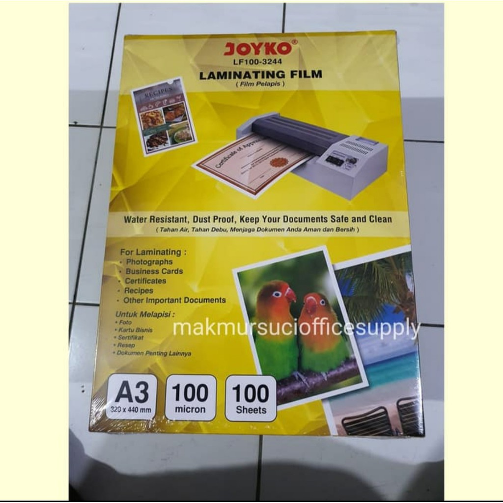 Jual Plastik laminating A3 joyko 100 micron laminasi panas Shopee