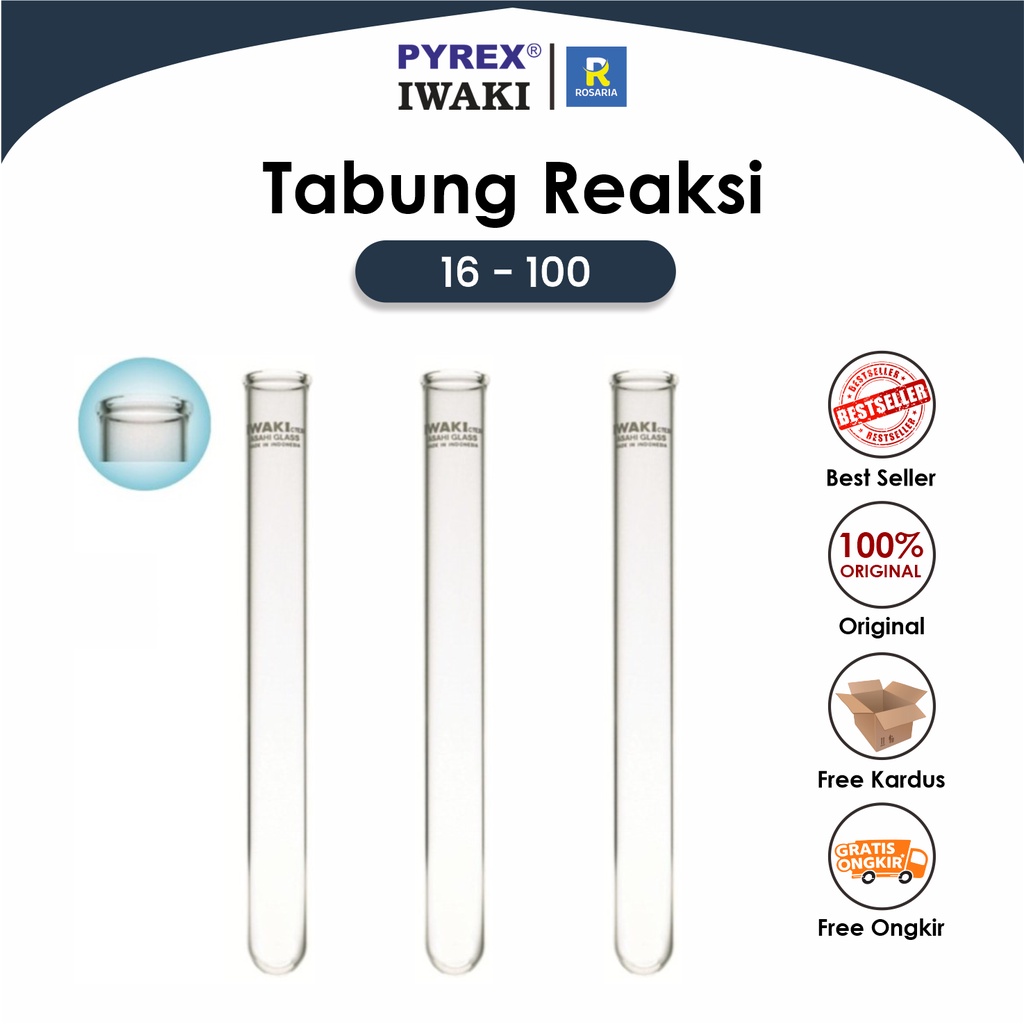 Jual Tabung Reaksi Iwaki Test Tube 16 X 100 Mm With Rim | Shopee Indonesia