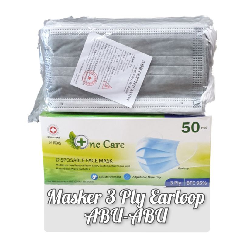 Jual Masker 3ply isi 50pcs Warna ABUABU GREY Disposable Face Mask Shopee Indonesia