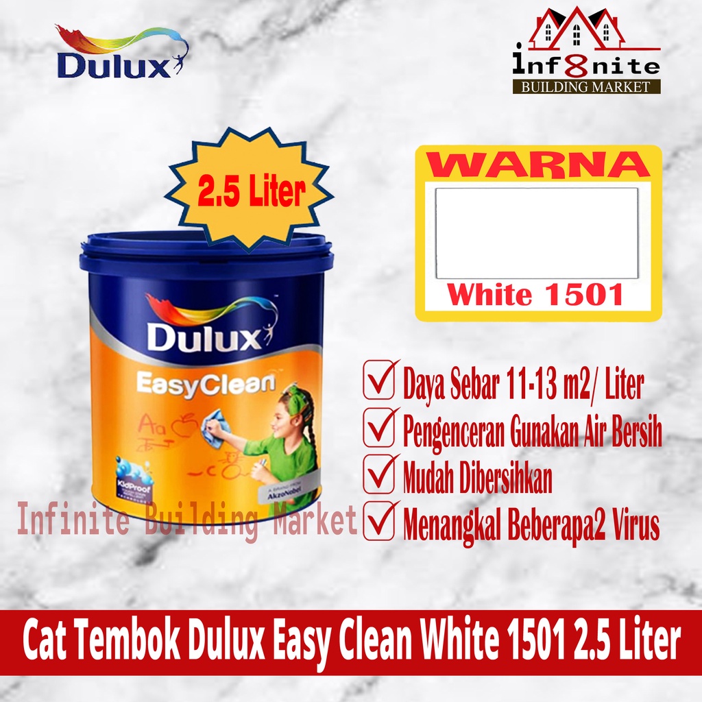 Jual Cat Tembok Dulux Easy Clean Anti Viral Brilliant White Interior 20 Liter Paket Shopee 8239