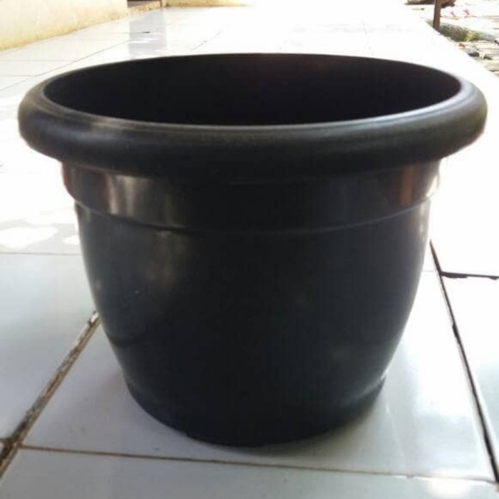 Jual pot tanaman hias plastik, pot merk simba, ukuran 35cm, warna hitam ...