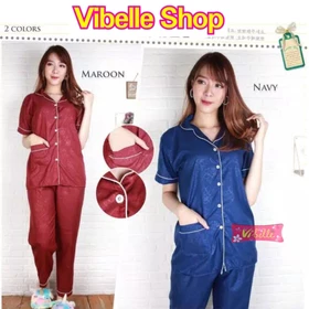 Baju Tidur Piyama Satin Embos Vibelle Lembut Nyaman