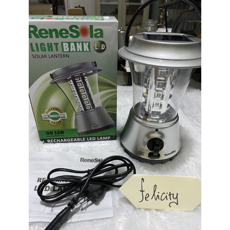 Jual RENESOLA LIGHT BANK LED SOLAR LANTERN EMERGENCY LAMPU DARURAT ...