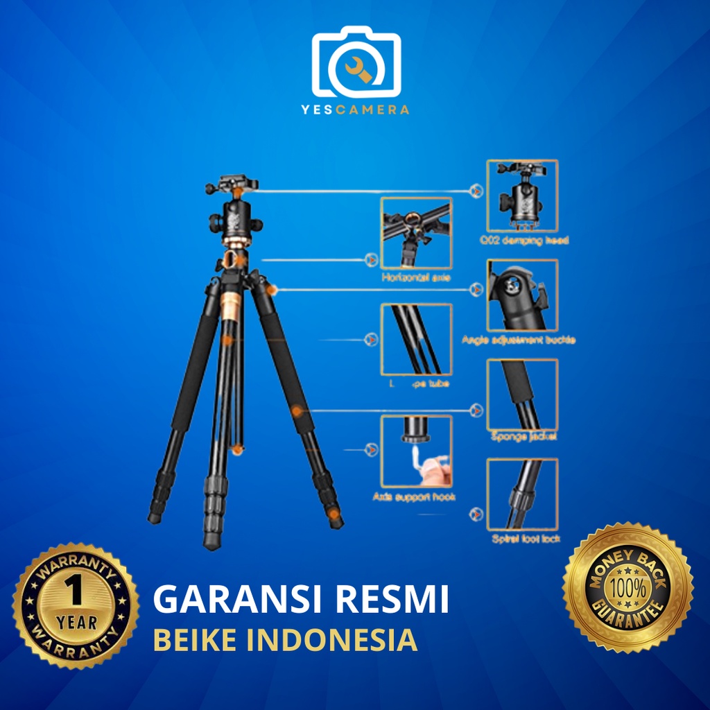 Jual Beike QZSD Q999H Portable Professional Tripod Monopod Tripod ...
