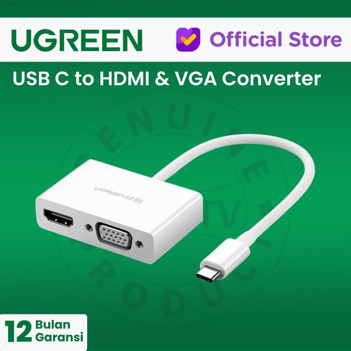 Jual UGREEN USBC to HDMI + VGA Converter MM123 Shopee Indonesia