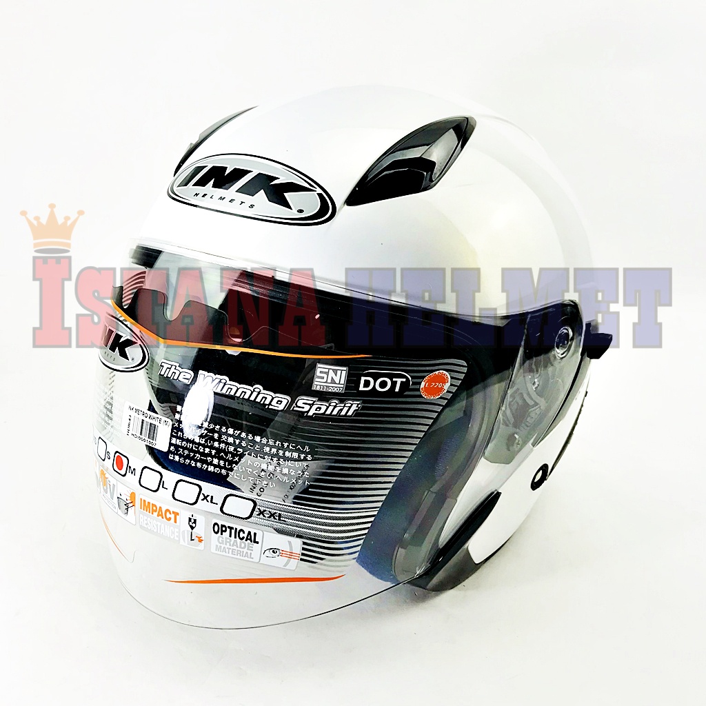Jual HELM INK METRO 2 SOLID WHITE DOUBLE VISOR | Shopee Indonesia