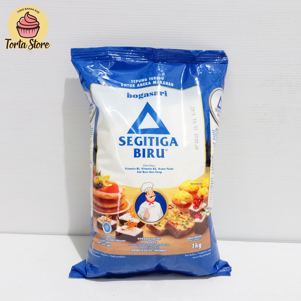 Jual Tepung Terigu Segitiga Biru Premium 1kg / Tepung terigu Rendah ...