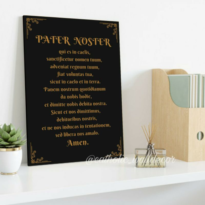 Jual Hiasan dinding Katolik Poster box poster kayu Pater Noster doa ...