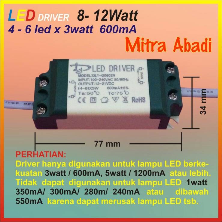 Jual LED Driver 4-6x3 Watt 600 mA Casing Plastik | Shopee Indonesia