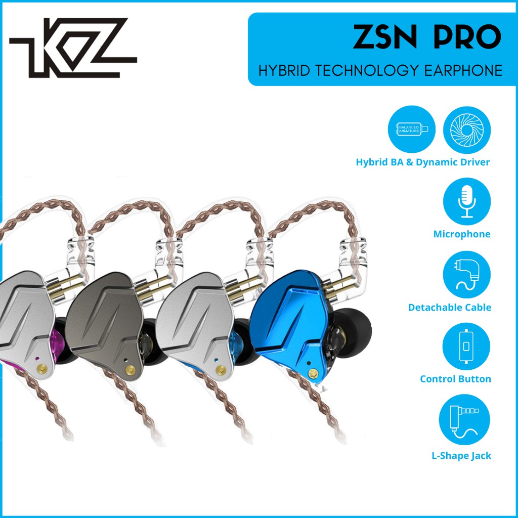 Jual Knowledge Zenith Kz Zsn Pro With Mic Dual Driver Hybrid Earphone