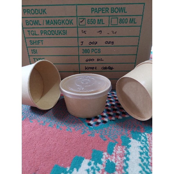 Jual HARGA ANJLOK/TURUN...paper Bowl 650ml Bahan Kraft Coklat Laminasi ...