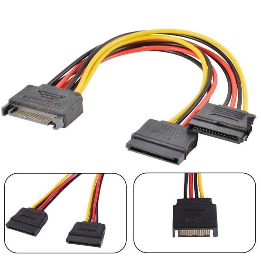 Jual Kabel Power Sata 15pin Male To Dual Sata 15pin Female Splitter Cabang Shopee Indonesia 7854