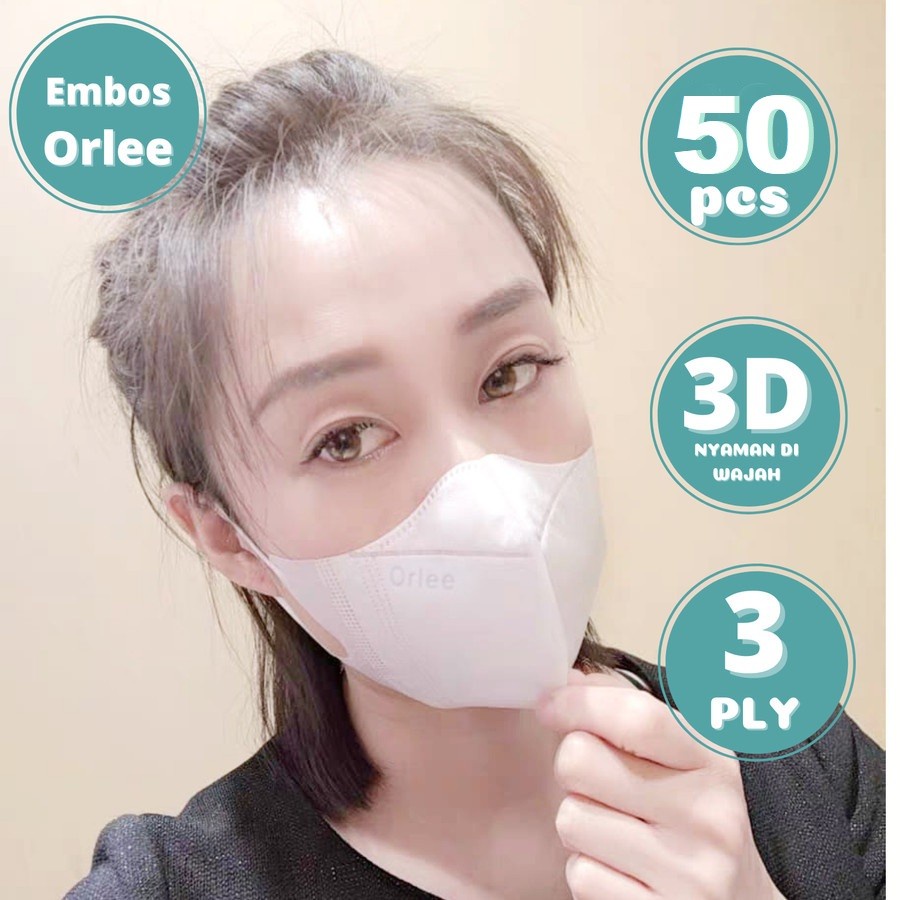 Jual Masker Duckbill 3ply Dewasa Isi 50 Orlee 3D Face Mask Earloop ...