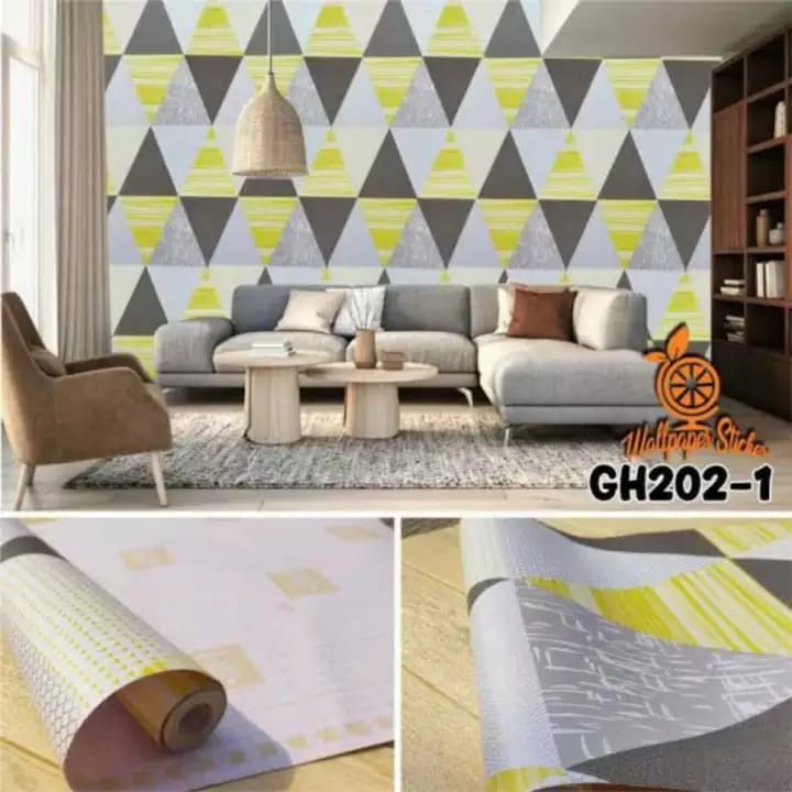 Jual Cod Wallpaper Sticker Dinding Motif Segitiga Anti Air Minimalis Aeshtetic Bolong