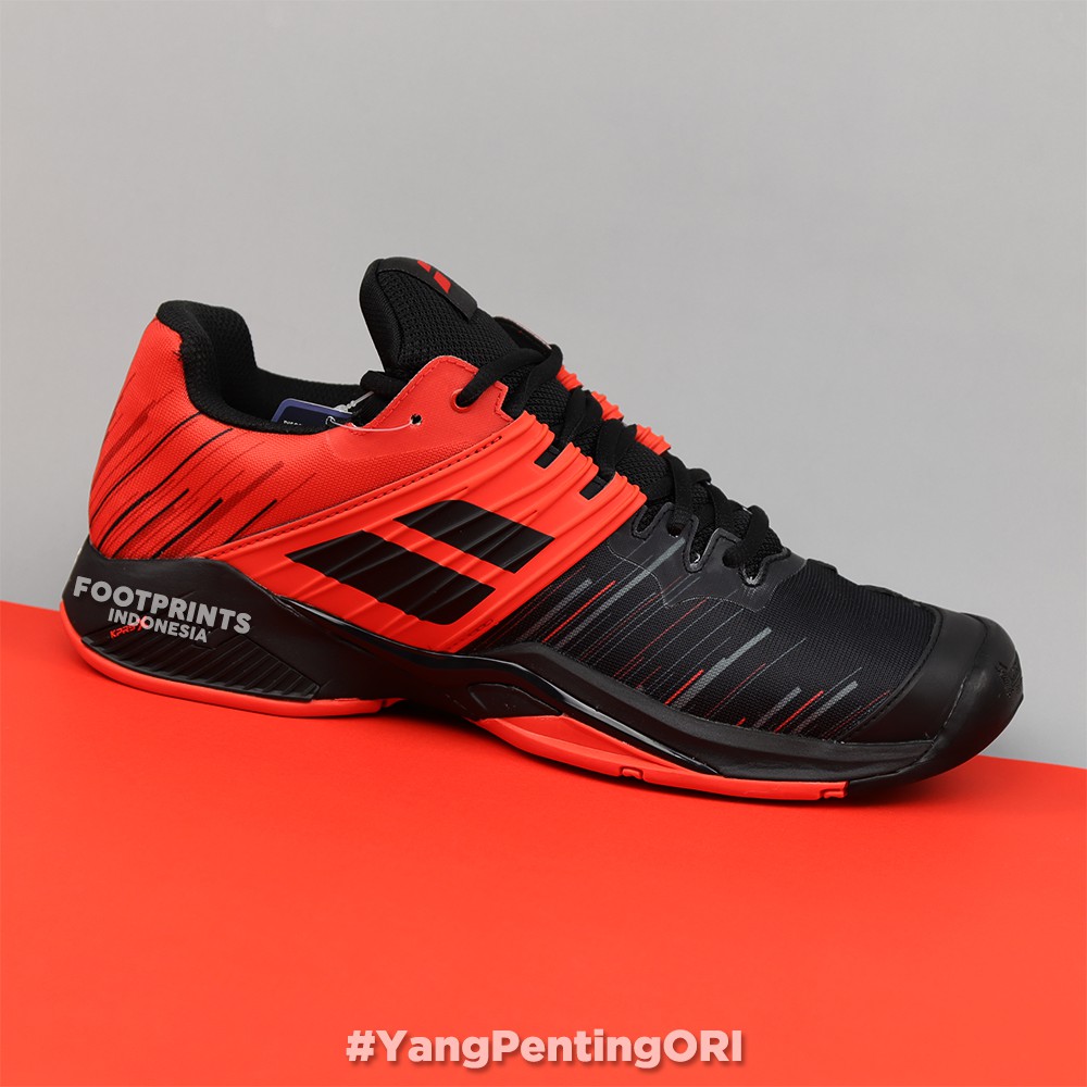 Sepatu Tenis Babolat Propulse Fury Black Tomato Red Tennis Shoes Ori