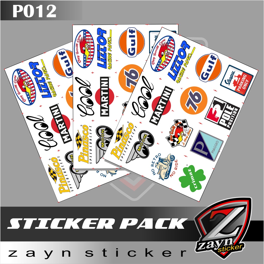 Jual STICKER PACK STIKER PAK VESPA SCOOTER MURAH PINASCO, MARTINI, GULF ...
