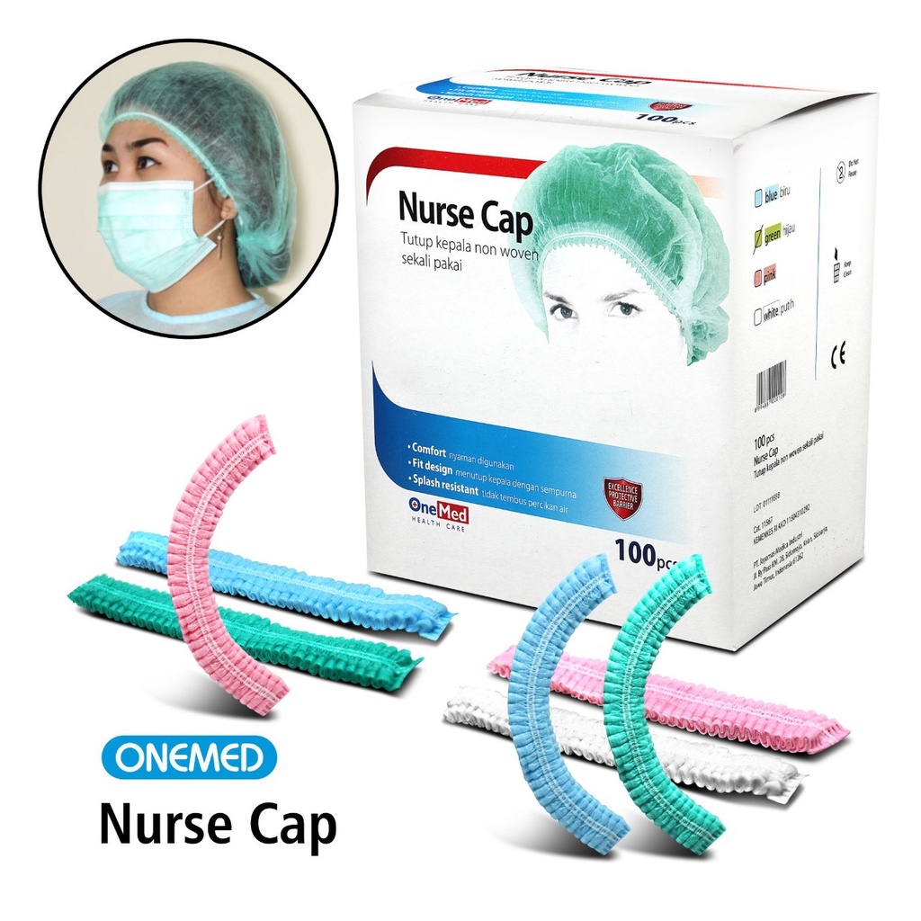 Jual Nurse Cap Topi Perawat Penutup Kepala Non Woven OneMed Box 100pcs ...