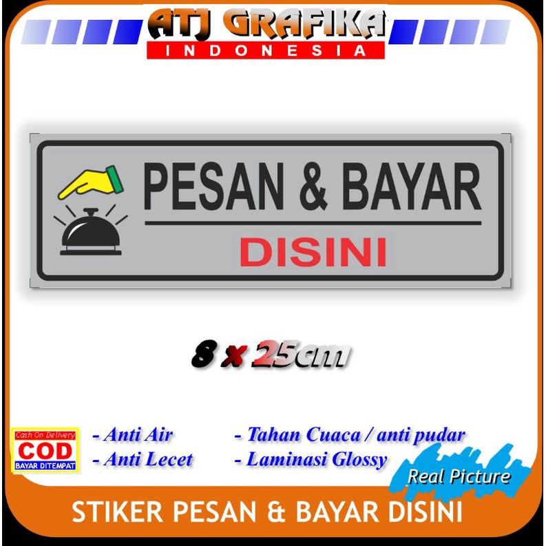 Jual Stiker Pesan Dan Bayar Disini Sticker Resepsionis Kasir Booking ...