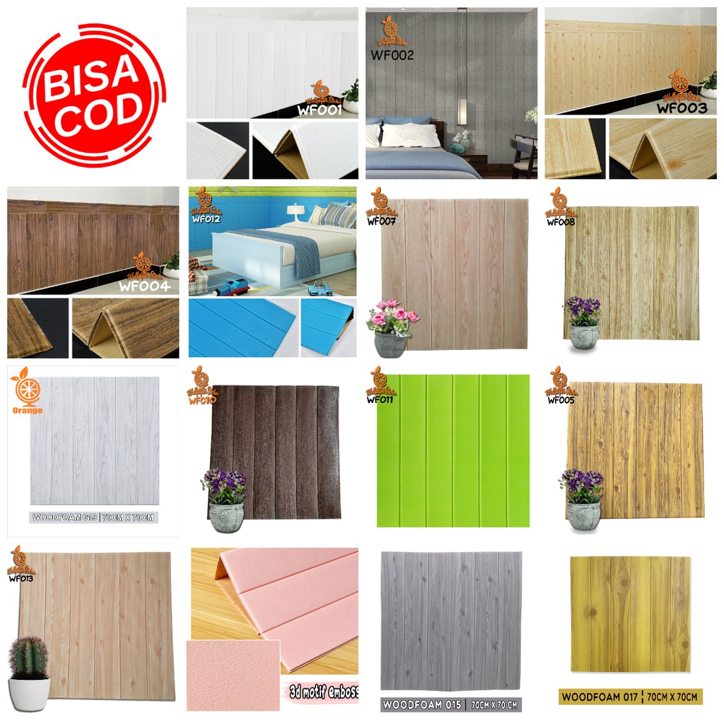 Jual Wallpaper 3D Foam Motif Kayu Modern Wood Foam wallpaper dinding foam wallpaper stiker