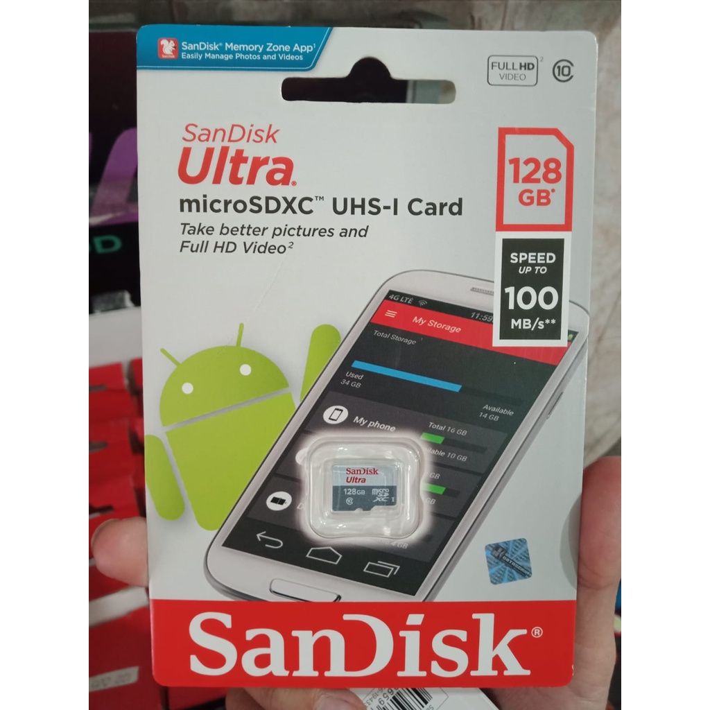 Jual MICRO SD SANDISK 128 GB CLASS 10 (100 MBPS) | Shopee Indonesia