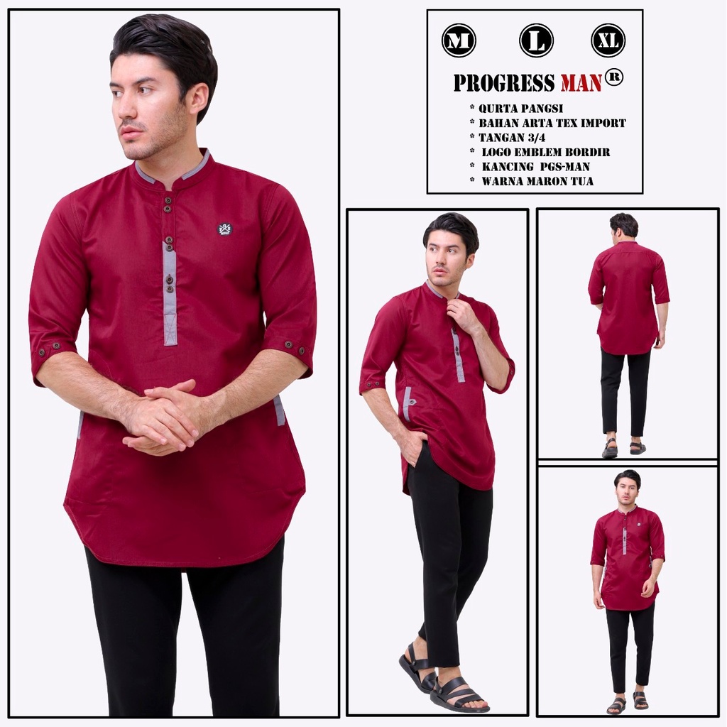 PROGRESS MAN koko kurta baju koko kurta kurta pangsi koko kurta  pangsi koko kurta lengan tiga perempat baju kurta pria baju koko laki  laki